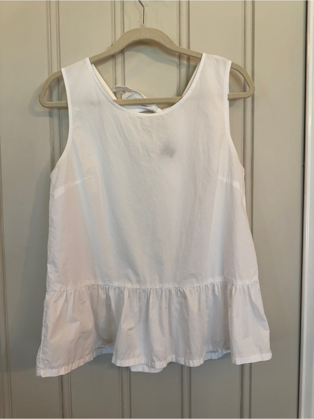 Women’s J Crew Tie Back White Sleeveless Peplum Top